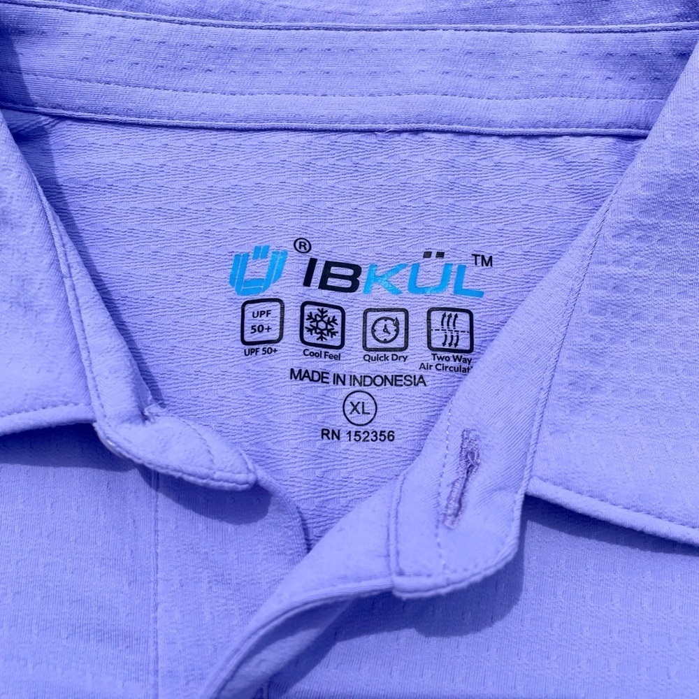 IBKUL Modern Fit Long Sleeve Polo UPF 50+ Quick Dry Mens XL Purple Golf Outdoor - Picture 13 of 13